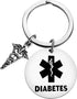 Dabihu Diabetes Keychain, Unisex-Adults Stainless Steel, Modern Style, Silver Medical Alert Tag
