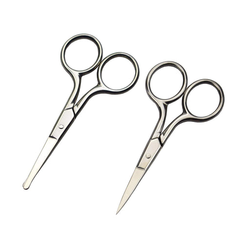 Professional Grooming Scissors, Stainless Steel Fine Straight Tip Scissors, 3.5” for Facial Hair Removal (2 Pieces)