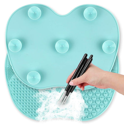 Silicon Makeup Brush Cleaning Mat, Portable Cosmetic Brush Cleaner Pad with Suction Cup (green)