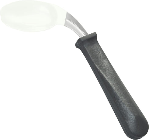 Rehabilitation Advantage Right Handed Grip Easy Coated Offset Spoon, Gray