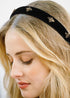 TERSE Black Velvet Headband for Women with White Pearl, Cute Designer Fashion Hair Accessories for Holiday