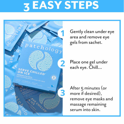 Patchology Iced Cooling Under Eye Mask Patches with Peptides, Cloudberry Oil, Bakuchiol, 5 Pair