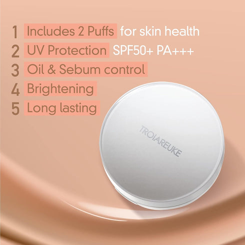 TROIAREUKE A+ Cushion Foundation (Shade 23) - Natural Coverage Foundation Makeup, Moisturizing Finish for Sensitive Skin