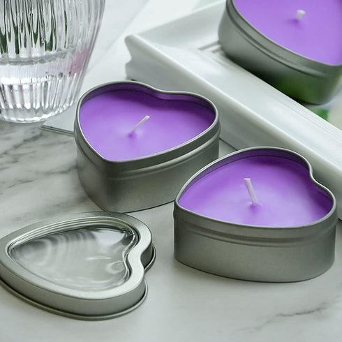 DEYBBY Large Heart Shaped Scented Tea Lights Candles, Smokeless Soywax Aromatherapy Candles (Pack of 6)