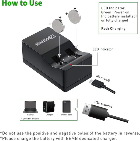 EEMB LIR2450 3.7V 120mAh Lithium-ion Coin Cell Battery Charger with Rechargeable Battery