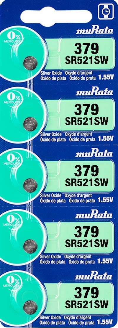 Murata SR521SW 1.55V Silver Oxide Watch Button Cell Battery (5 Batteries)