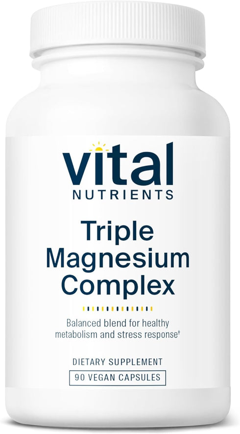 Vital Nutrients Triple Magnesium Complex Supplement | 250mg Vegan Magnesium Glycinate, Malate & Oxide | 90 Capsules