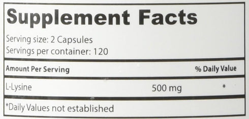 Superior Labs Best L-Lysine NonGMO Dietary Supplement, 500 mg, 120 Vegetable Capsules for Immune Support