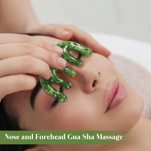 Jade Massage Comb, Gua Sha Comb - Natural Jade Stone Hair Comb for Head Scalp,Body, Facial Massage, Anti-Static Jade