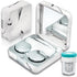 Contact Lens Case with Cleaner Washer, Portable Cute Eye Contacts Applicator Removal Tool Kit with Mirror (Silver)
