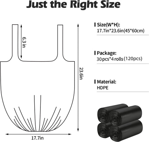 2-4 Gallon Portable Trash Bags, 120 Counts Thicken Small Garbage Bags for Office Kitchen Bedroom Trash Can