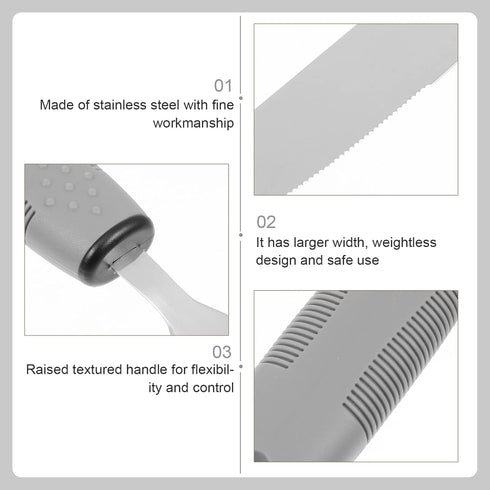 3Pcs Adaptive Utensils Set for Elderly: Weighted & Handicapped, Easy Grip Stainless Steel