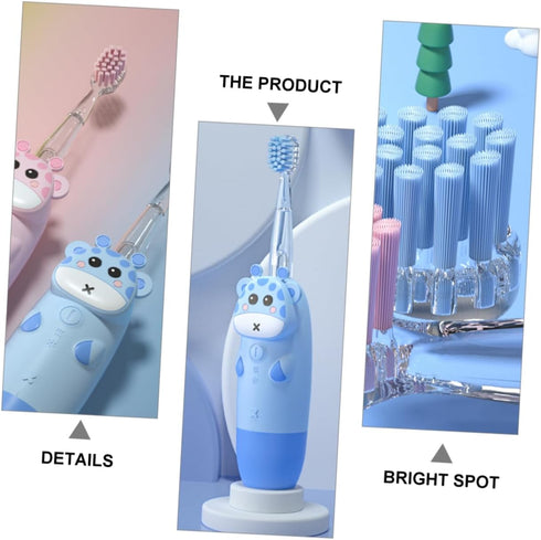 Set Boy Girl's Sonic Electric Toothbrush Frequency Soft Bristles for Tender Gums Colorful Light Feature Toothbrush Kit