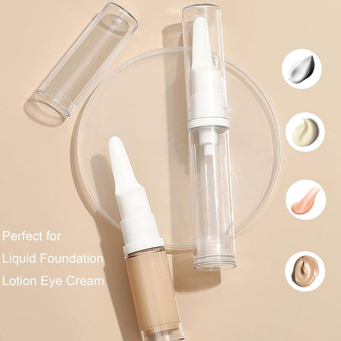 6 Pack Airless Pump Jars Travel Foundation Container, Travel Size Eye Cream Dispenser Empty Refillable Cosmetic Pump Bottles for Lotion Skincare Serum 5ml by Qeuly