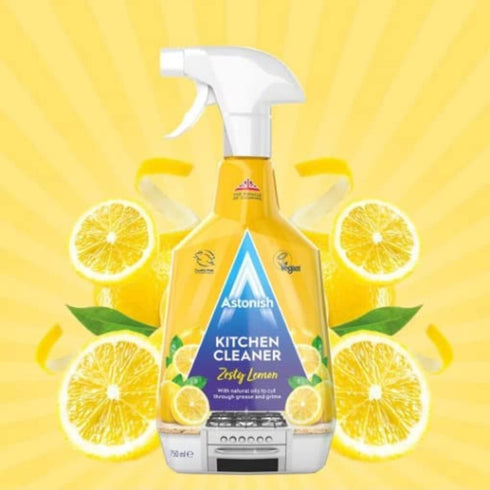 Astonish Zesty Lemon Scented Kitchen Cleaner 3 Pack - All Purpose Cleaning Solution for Grease and Grime