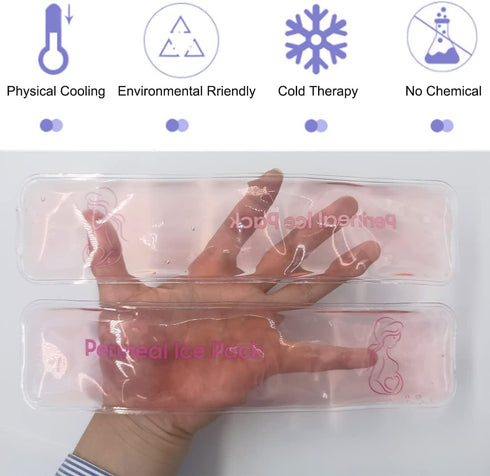 Reusable Perineal Ice Packs for Postpartum & Hemorrhoid Pain Relief - Hot & Cold Pack for Women After Pregnancy (2 Ice