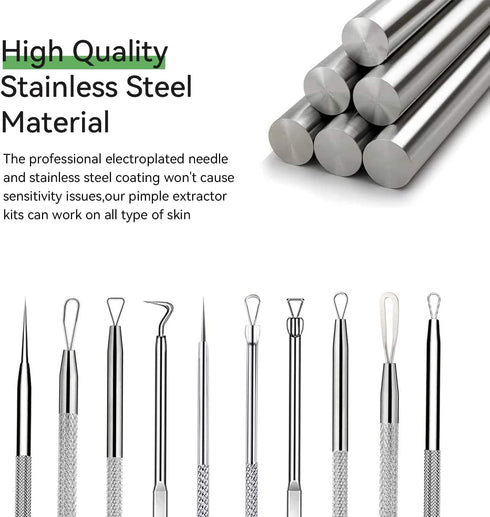 Pimple Popper Tool Kit, 5 Pcs Blackhead Remover Tool for Face, Stainless Steel Extraction Set
