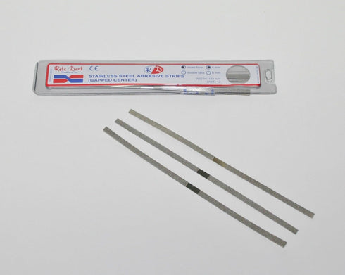 Dental Orthodontic Stainless Steel Metal Polishing Strips, 12 Strips per Box, Single Sided Center Gap 4mm