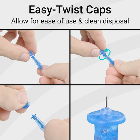 Vive Easy-Twist Lancets, 300 Count 30 Gauge Disposable Finger Pricker Needle Pen for Diabetes Testing