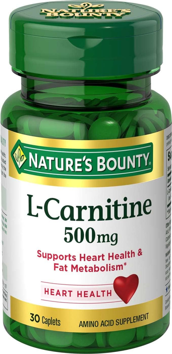 Nature's Bounty L-Carnitine, 500 mg, 30 Tablets for Heart Health