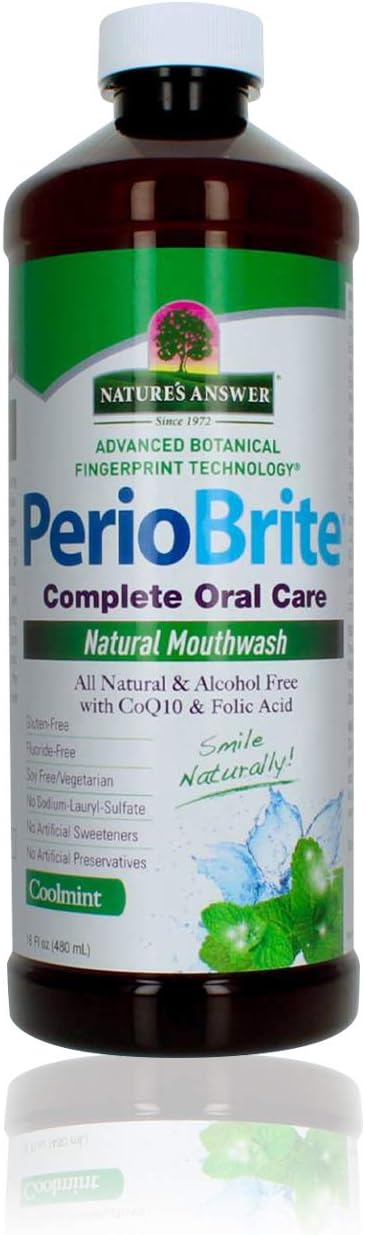 Nature's Answer PerioWash Alcohol-Free Mouthwash Cool Mint - 16 fl oz | Fluoride Free Natural Breath Freshener