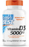 Doctor's Best Vitamin D3, 5,000 IU, 360 Count, Non-GMO, Gluten-Free, for Healthy Bones, Teeth, Heart & Immune Support