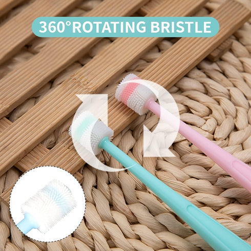 YMPEKA 3Pack 360 Small Dog Toothbrush Cat Tooth Brush Brushing Kit pet Toothbrush Cat Dental Care,Deep Clean Acne Chin