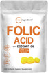 Folic Acid 1,000 mcg, 500 Coconut Oil Softgels (1mg) | Essential Prenatal Vitamins (Vitamin B9) | Non-GMO, Gluten Free