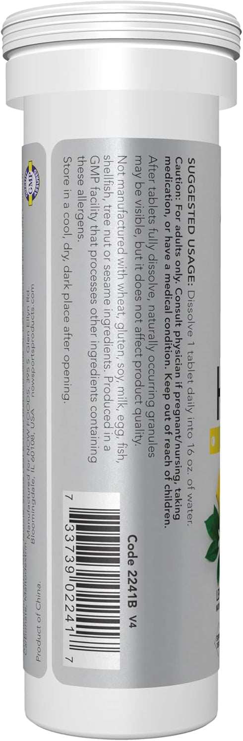 NOW Foods Sports Nutrition - Effervescent Effer-Hydrate Electrolyte Supplement, Lemon Lime, 10 Tablets
