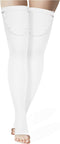 Truform Surgical Stockings, 18 mmHg Compression, Thigh High, Open Toe, White, Small