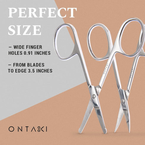 Ontaki Curved and Rounded Men's Facial Hair Scissors - Safe for Mustache, Nose Hair, Beard, Eyebrows, Ears
