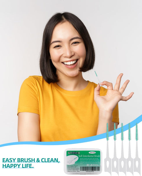 200 PCS Soft Dental Floss Picks with Case, Disposable Tooth Flossing Brush for Cleaning Teeth, Green Color