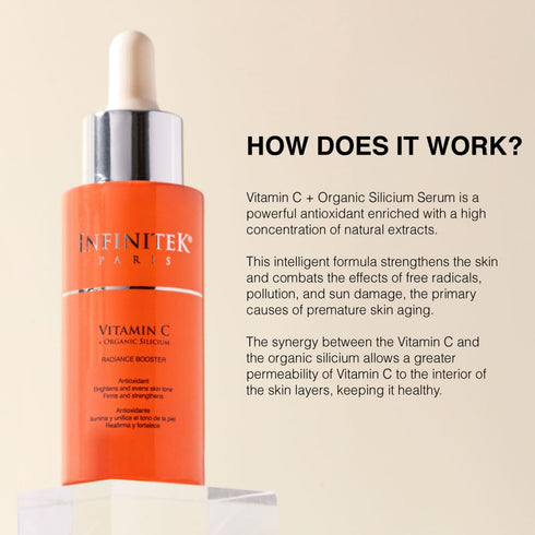 Infinitek Paris Vitamin C Face Serum, Hydrating Brightening Antioxidant Skincare with Hyaluronic Acid