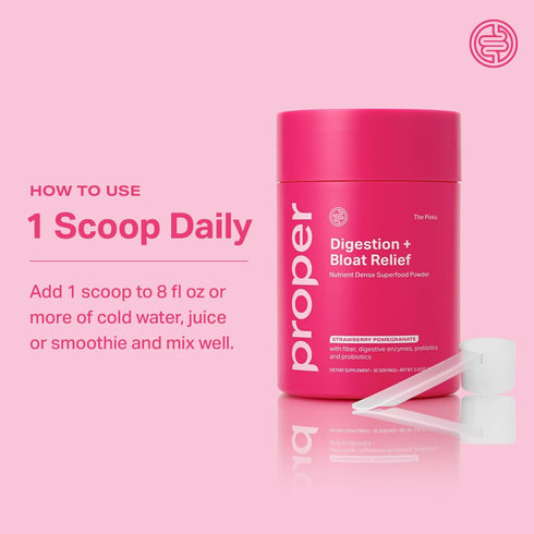 Proper, The Pinks Digestion and Bloat Relief. Drink Mix with Gut Health Probiotics, Prebiotics, Beet Root & Enzymes