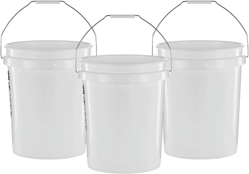 United Solutions 5 Gallon Bucket, 3 Pack, White, Heavy Duty BPA-Free Plastic, Comfortable Handle, Easy to Clean