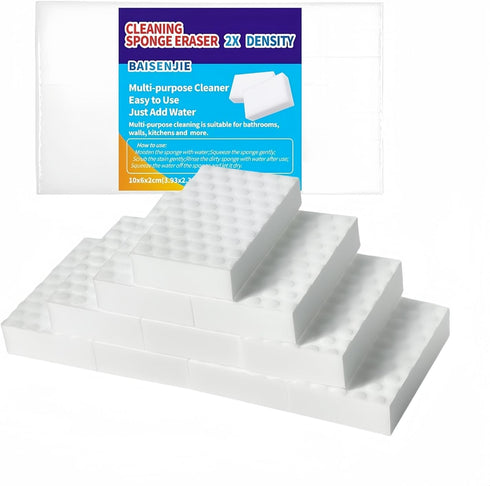 Magic Sponges Eraser, 10 Pack Melamine Sponge, 2X Density, Long Lasting Cleaning Sponge for Kitchen, Bathroom, Furniture