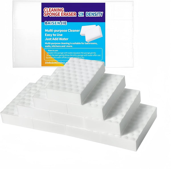 Magic Sponges Eraser, 10 Pack Melamine Sponge, 2X Density, Long Lasting Cleaning Sponge for Kitchen, Bathroom, Furniture