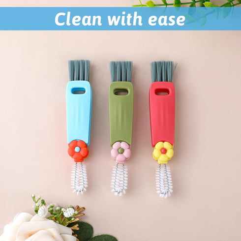Qianyu 3 Pack 3 in 1 Cup Lid Cleaning Brush Set, Multifunctional Insulation Bottle Cleaning Tools for Home Kitchen