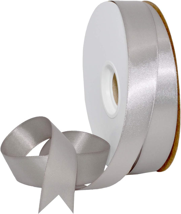 Morex Ribbon Double Face Satin Ribbon 7/8" X 50 YD Silver for Gift Wrapping, Birthday Gift Cards, Satin Dress