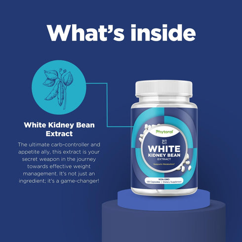 White Kidney Bean Extract Capsules - Ultra High Potency for Enhanced Energy, Digestion, Vegan, Gluten Free