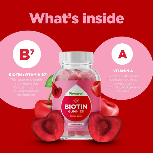 Biotin Gummies for Hair and Nail Growth, 5000mcg per Serving for Hair Care, Skin Care, and Nail Care