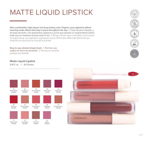 FARMASi Make Up Matte Liquid Lipstick, Long-Lasting, Ultra-comfortable, High-Impact, Lightweight, Organic (Wild Rose)