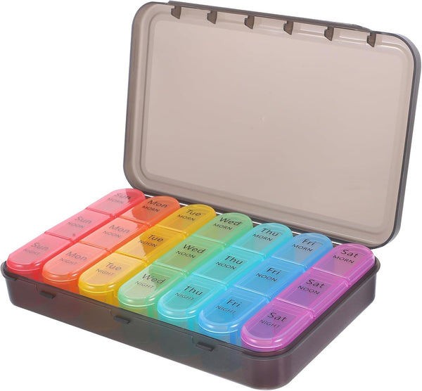 VOSAREA Weekly Large Capacity Pill Organizer, Portable Compact Medicine Case with Sealed