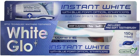 Instant Whitening Toothpaste with Optic Technology & Toothbrush - White Glo