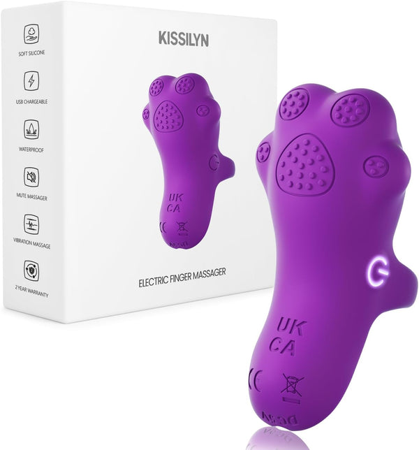 KISSILYN Multifunctional Finger Massager, Waterproof Rechargeable Massage Tool (Violet)