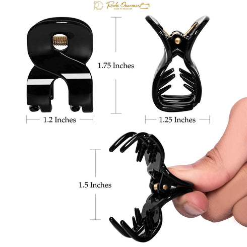 RC ROCHE ORNAMENT 12 Pcs Womens Hair Fang Claw Clip, Small Black, Strong Hold, No Slip Grip, Durable Beauty Accessory