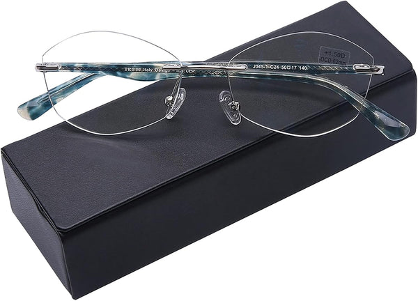 AQWANO Rimless Computer Reading Glasses Blue Light Blocking UV400 Protect Clear Lens Ladies Frame 2.5