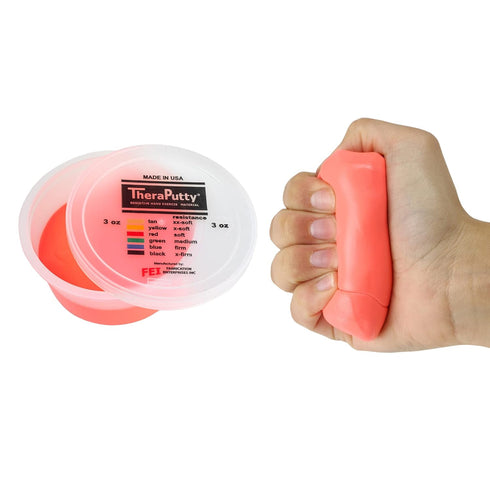 CanDo Theraputty Plus Hand Exercise Putty for Hand Therapy, Rehabilitation, Strengthening, Stress Relief - Red 3 oz
