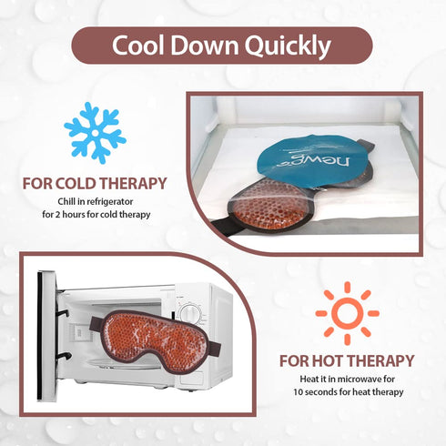 NEWGO Cooling Eye Mask Gel - Ice Eye Mask for Puffy Eyes, Headache, Migraine Relief with Plush Backing (Brown)