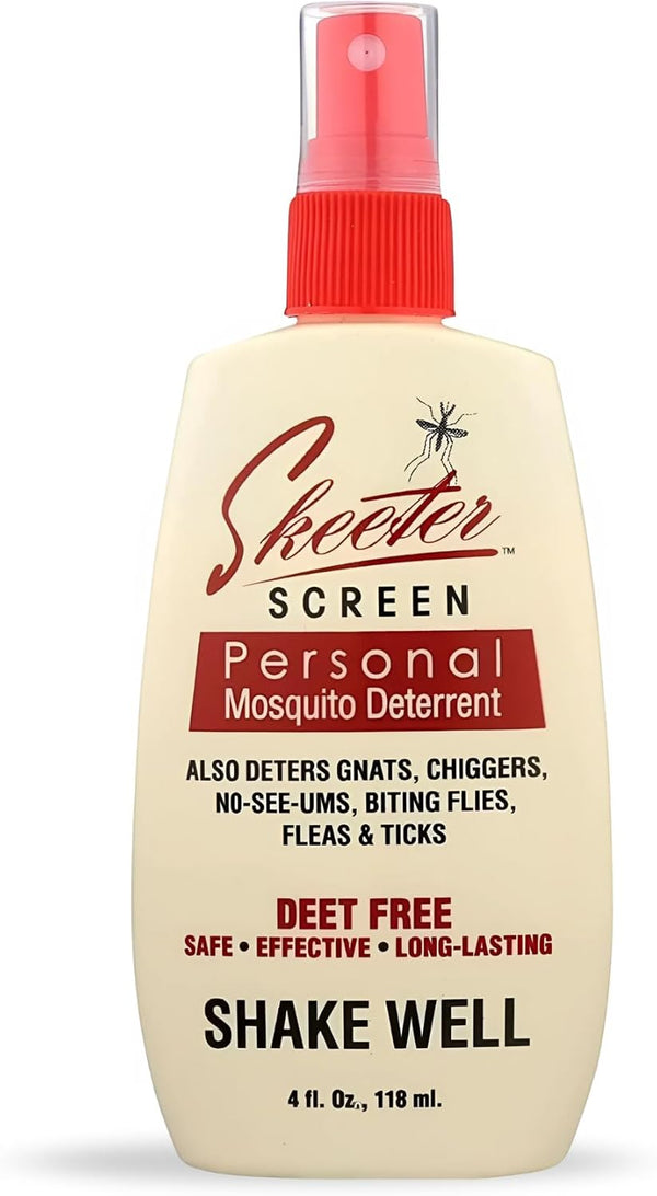 Skeeter Screen 90200 Mosquito Deterrent Spray – DEET-Free Essential Oil Blend – 4 Fl Oz Pump